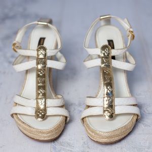 Louis Vuitton Serpent Skin Espadrille Wedge White